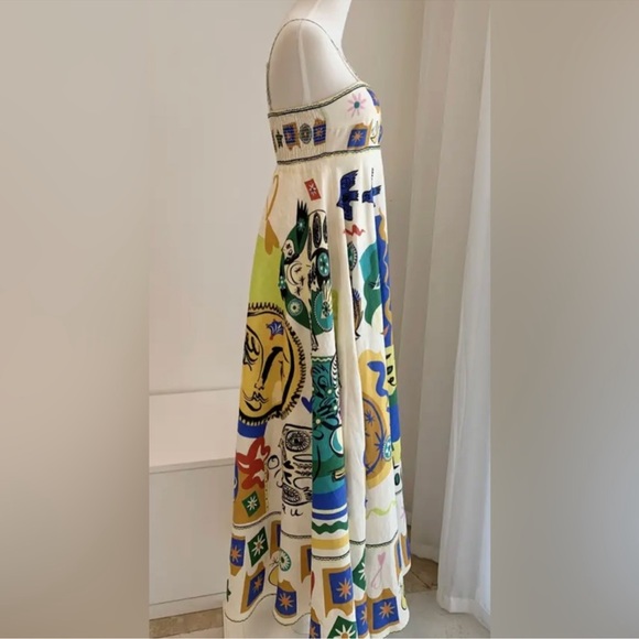 Soleil Print Linen Midi Sundress - Picture 5 of 10
